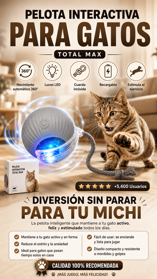 Pelota Interactiva para Gatos con Luz Led