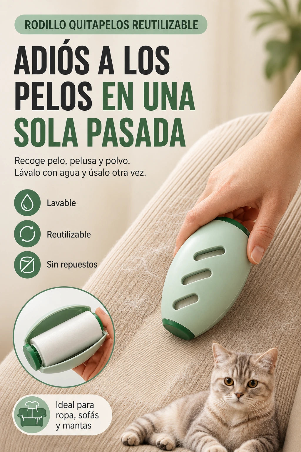 QUITAPELUSA PORTATIL REUTILIZABLE